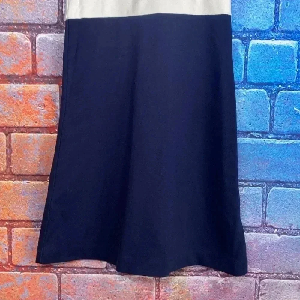 J. Crew Dress Midi Two-Tone Women’s Size 00 White Navy Blue Sleeveless